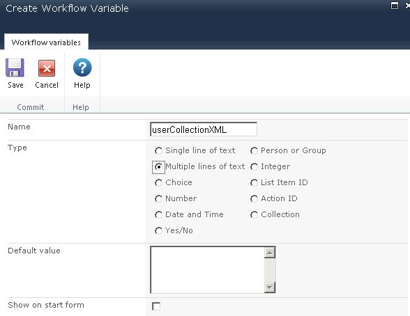 create workflow variable